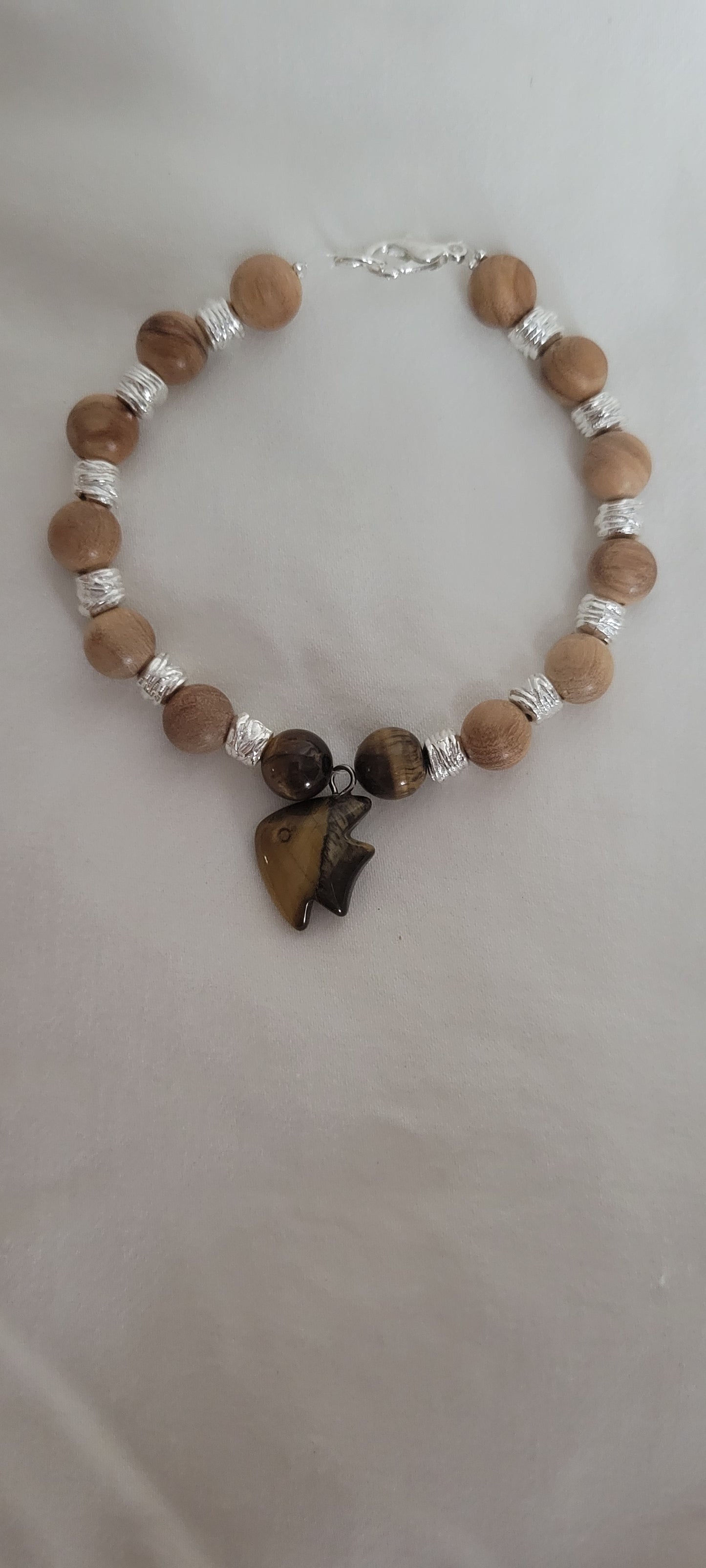 Tiger Eye and Wood Bracelet