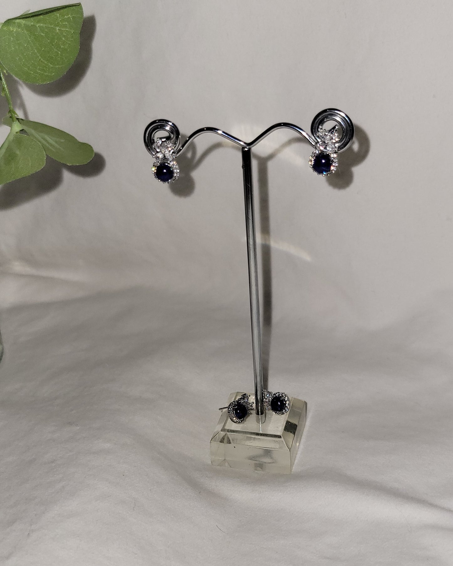 Lapis And Clear Crystal Earrings