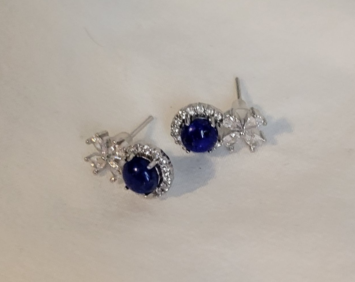 Lapis And Clear Crystal Earrings