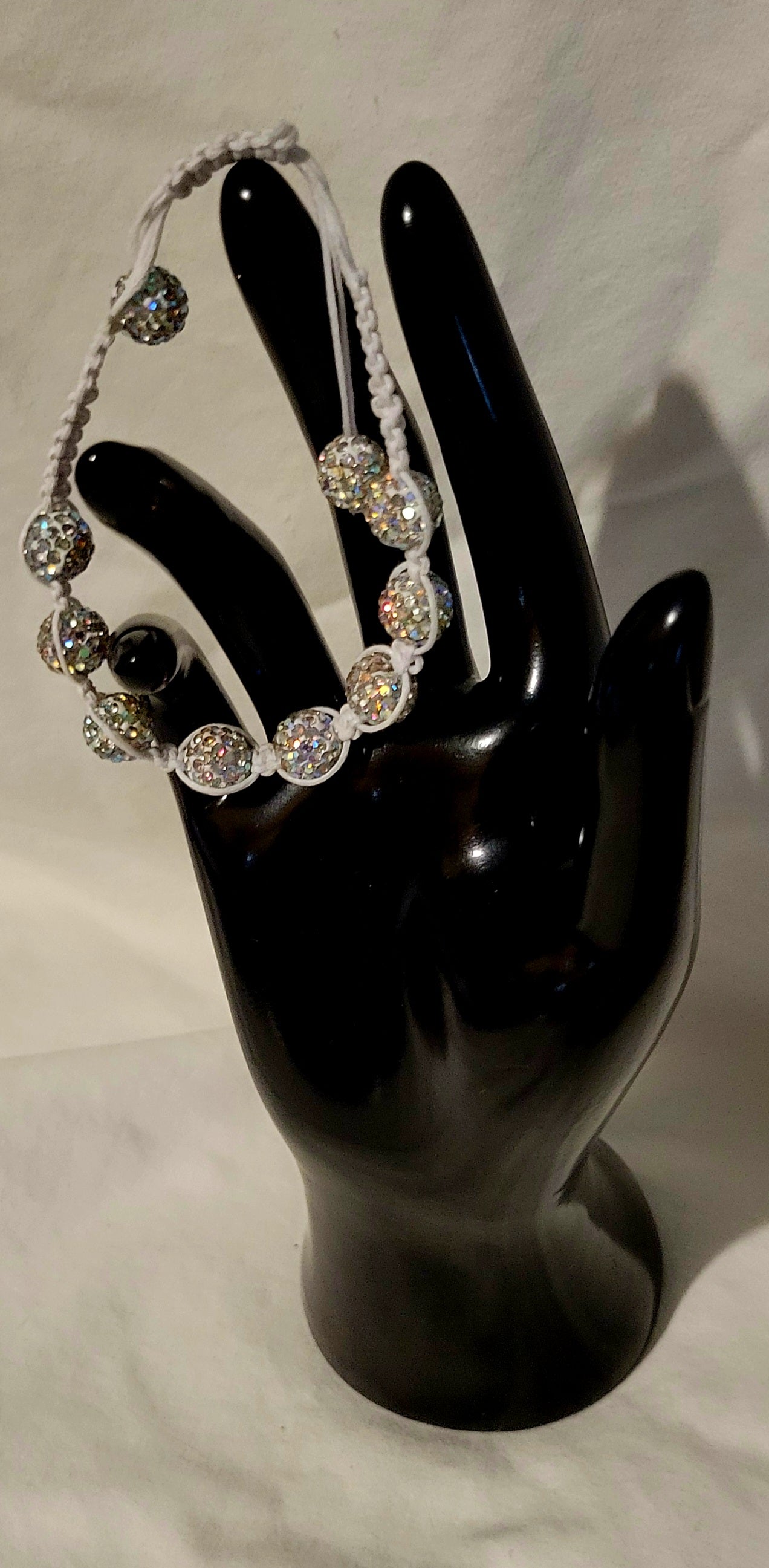 White Macrame Crystal Bracelet