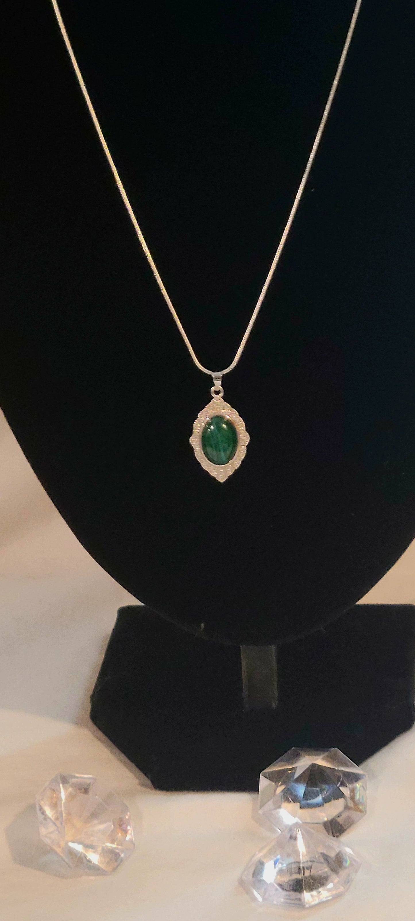 Malachite And Silver Necklace