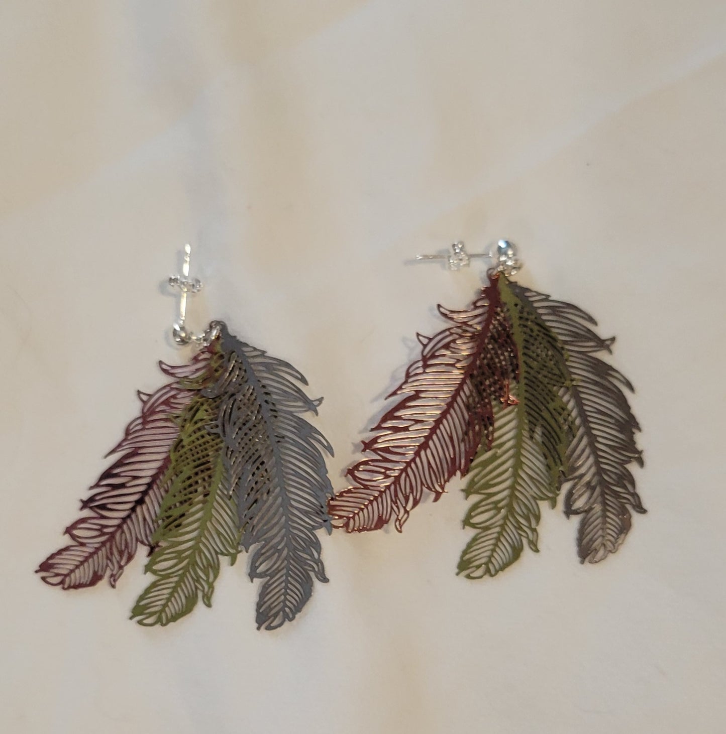 Feather Earrings Tricolor