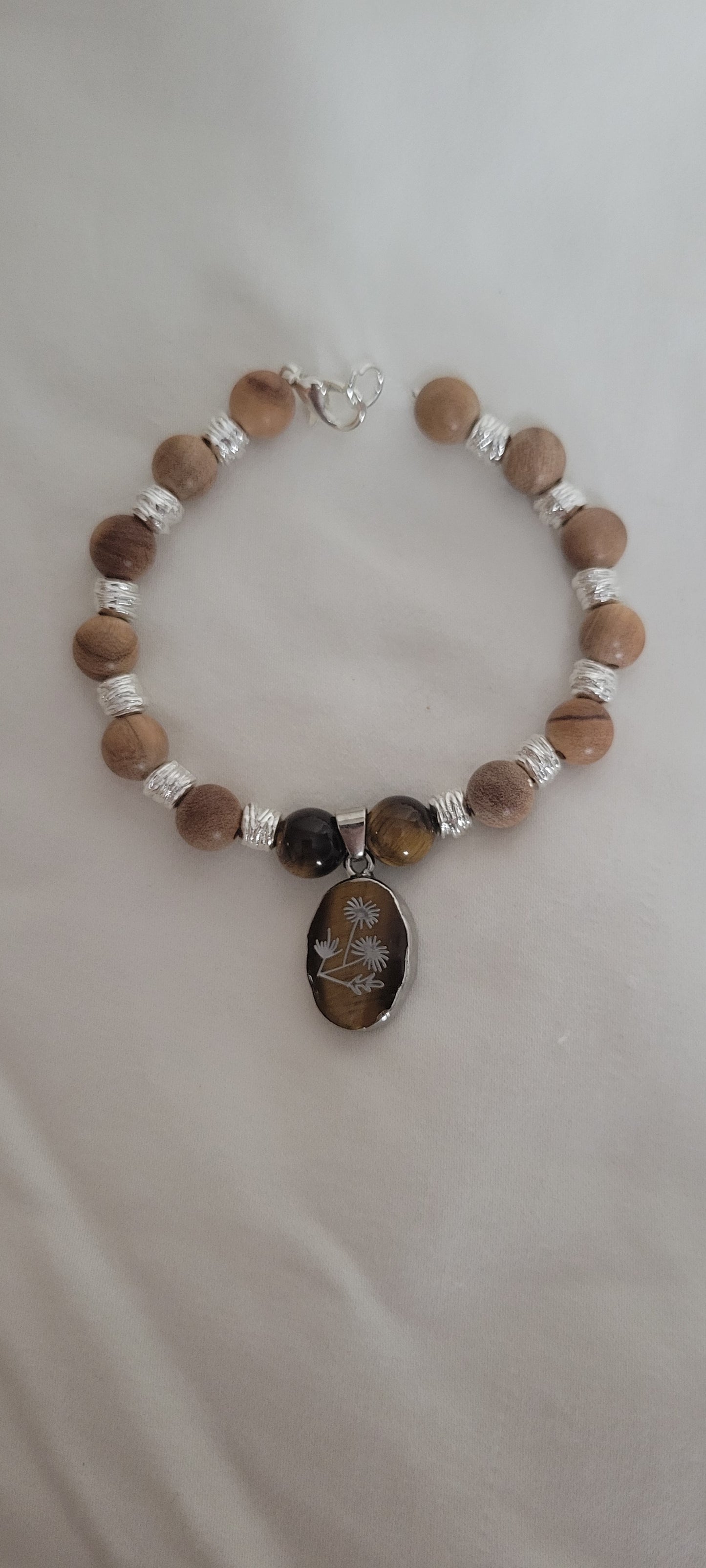 Tiger Eye and Wood Bracelet