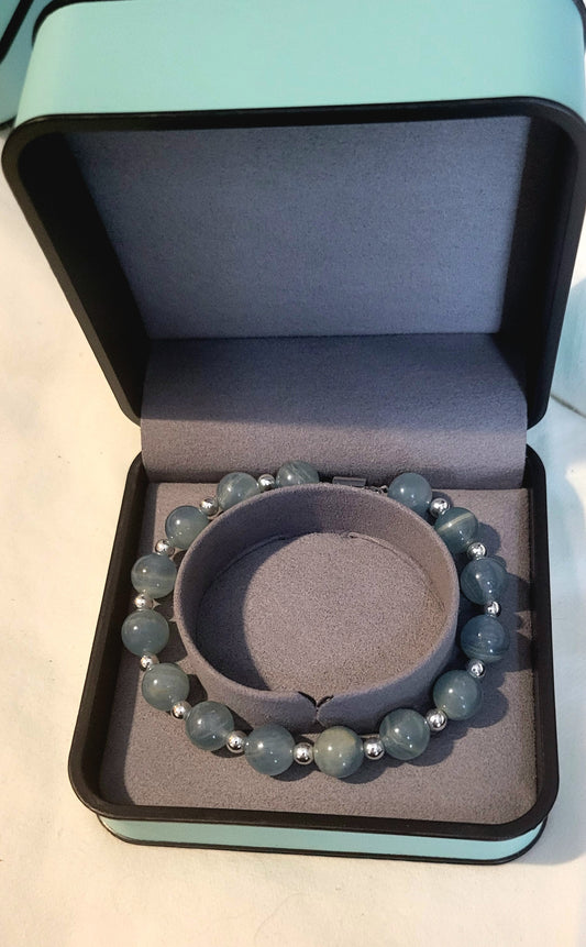 Blue Onyx and Silver Bracelet