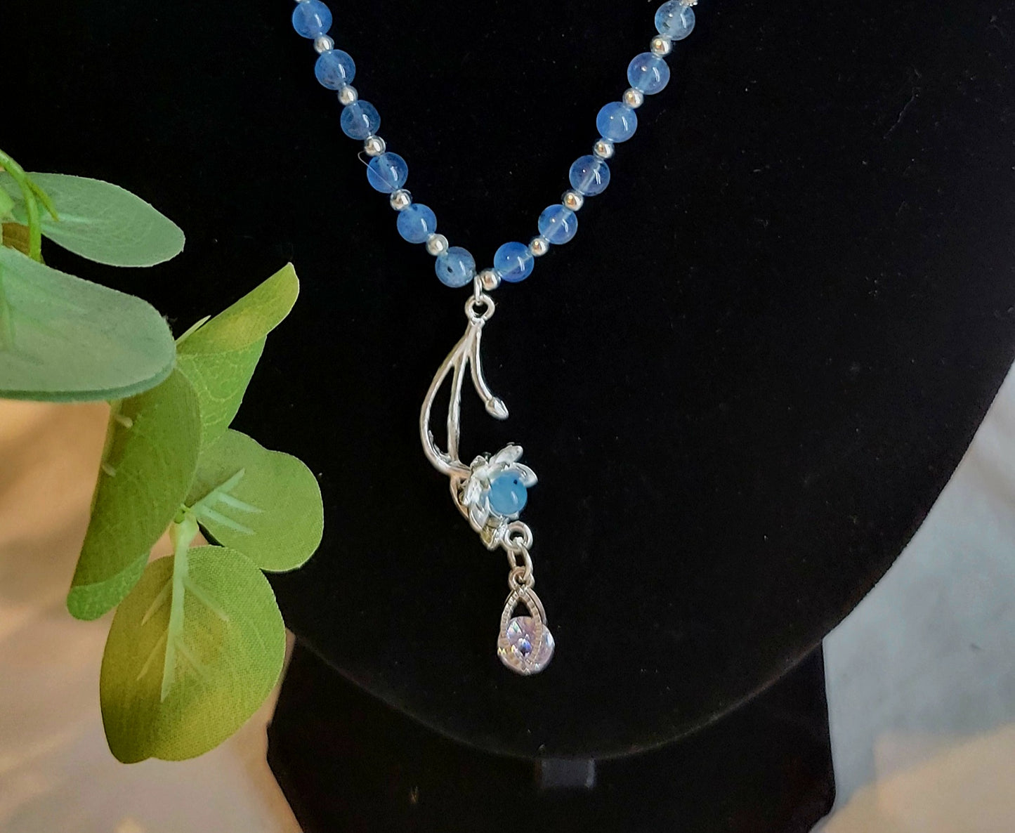 Hanging Flower Pendant-Aquamarine