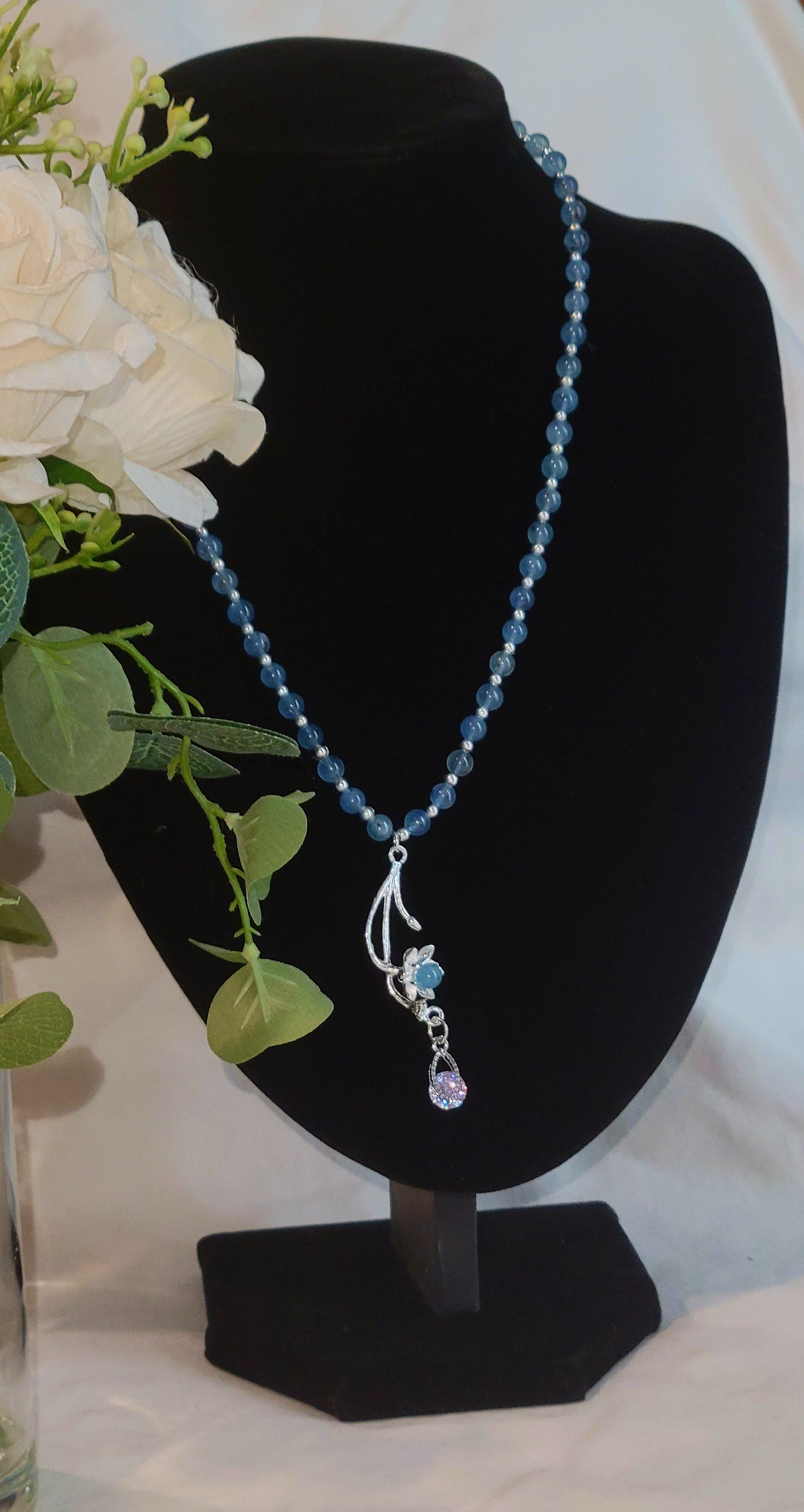 Hanging Flower Pendant-Aquamarine