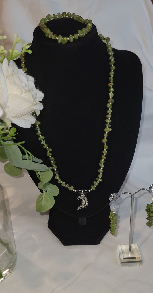 Peridot Necklace, Bracelet, Earring Set