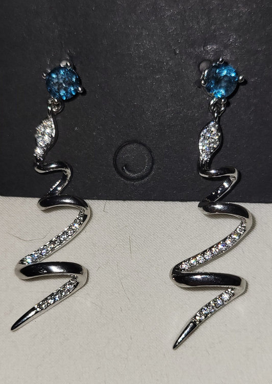 Blue Topaz Bali Style Snake Earrings