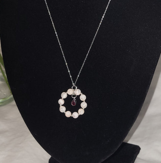 Pink Laramar, Garnet, Silver Necklace