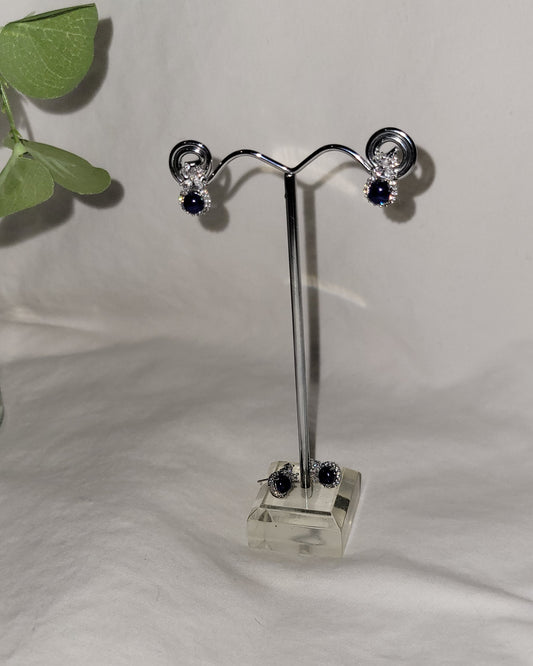 Lapis And Clear Crystal Earrings