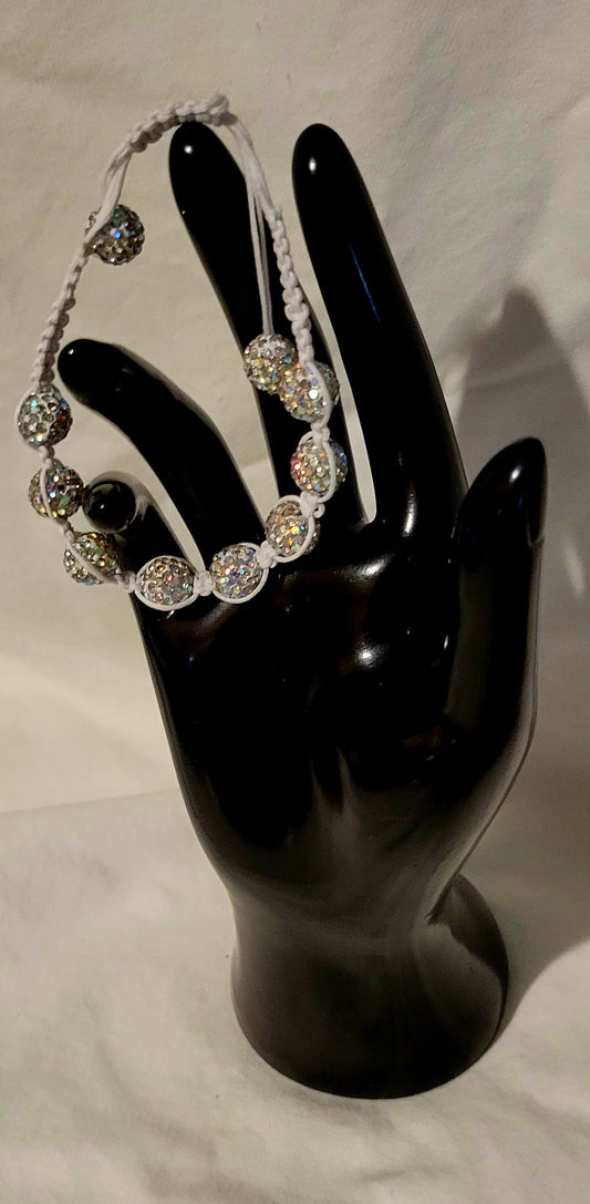 White Macrame Crystal Bracelet