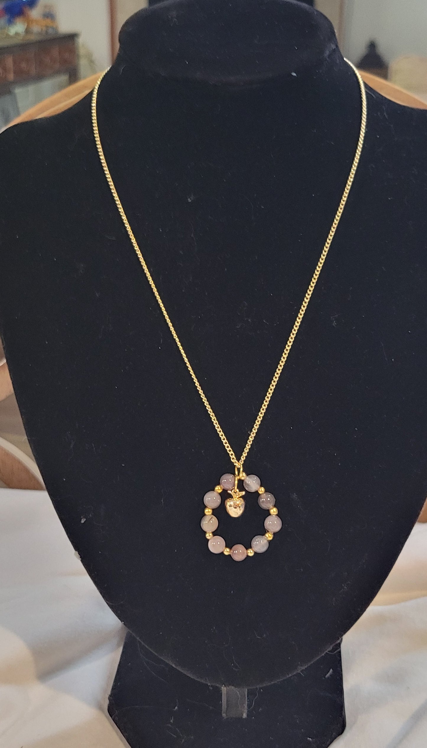 Pink Laramar, Garnet, Silver Necklace