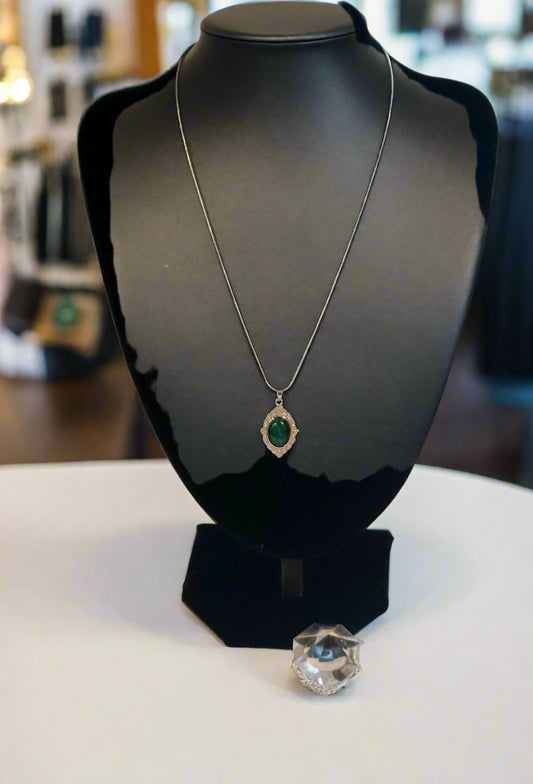 Malachite And Silver Necklace