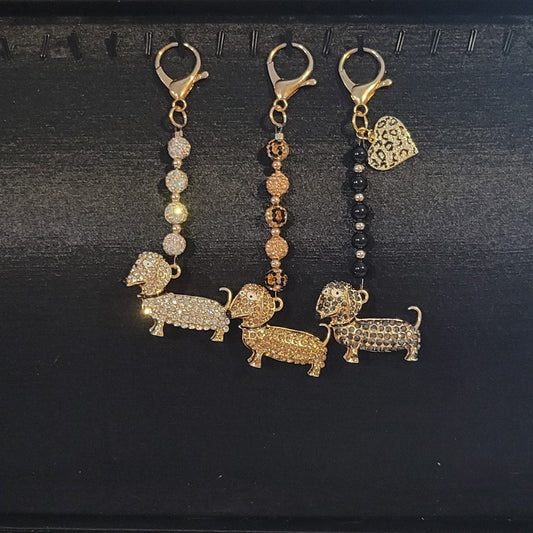 Dachshund Bling Bag Charms with Matching Pet Charm