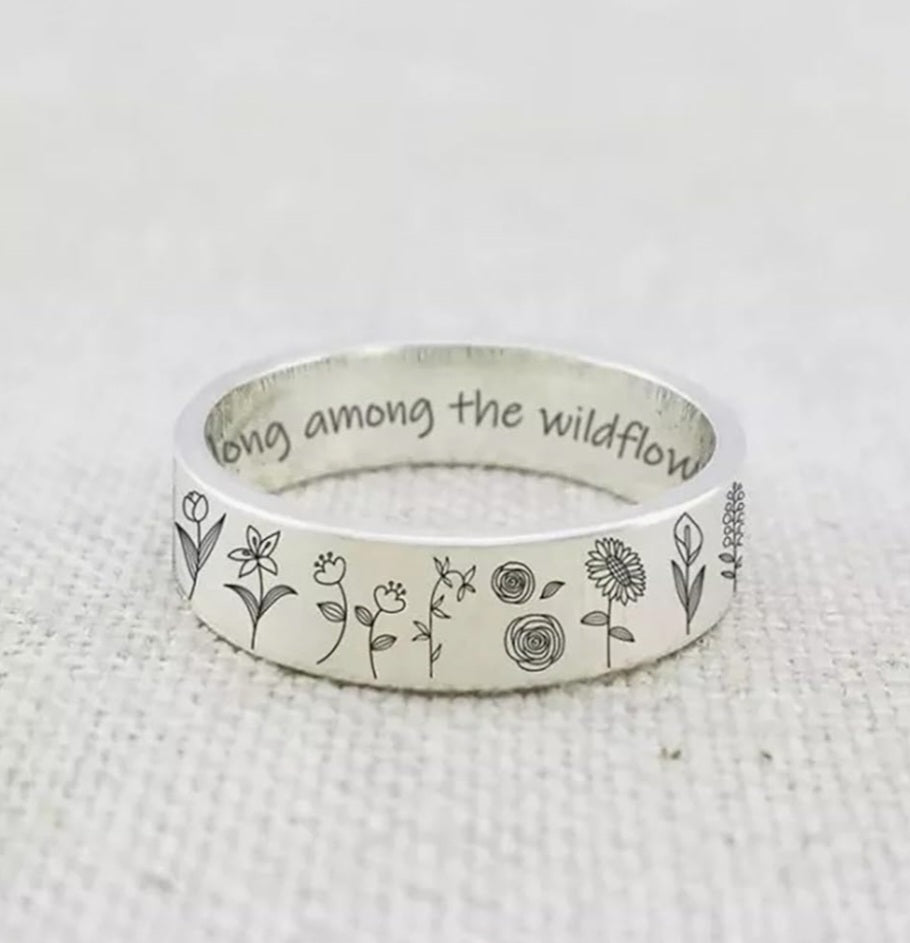 Among The Wildflowers Silver Ring