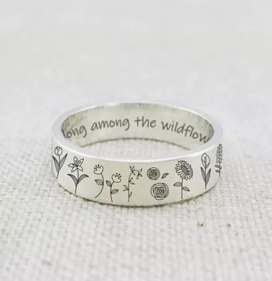 Among The Wildflowers Silver Ring