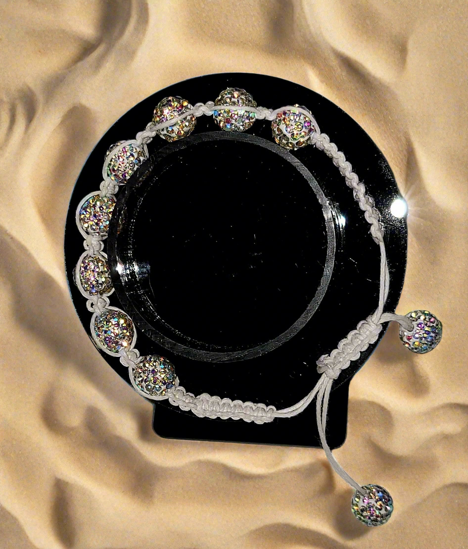 White Macrame Crystal Bracelet