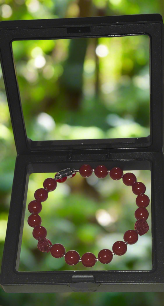 Cinnabar Bracelet with Roses