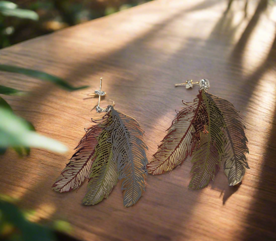 Feather Earrings Tricolor