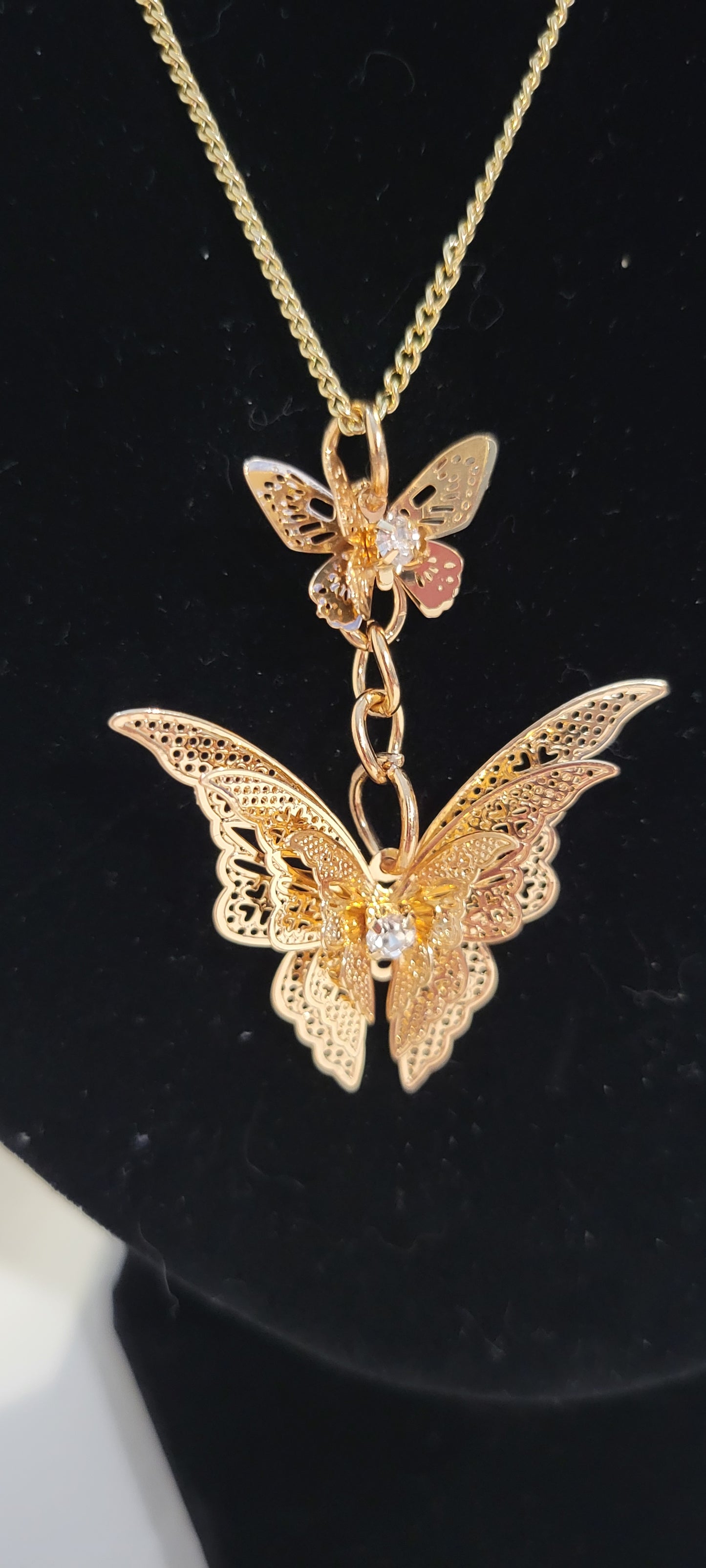 Gold Butterfly Necklace and Earring Set