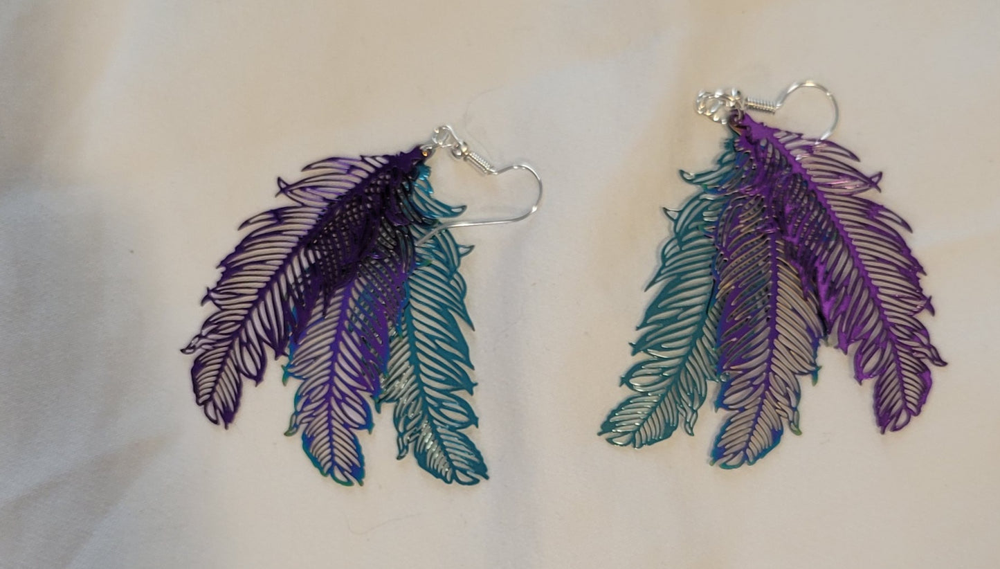 Feather Earrings Blue/Purple