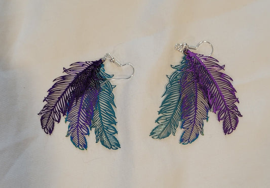 Feather Earrings Blue/Purple