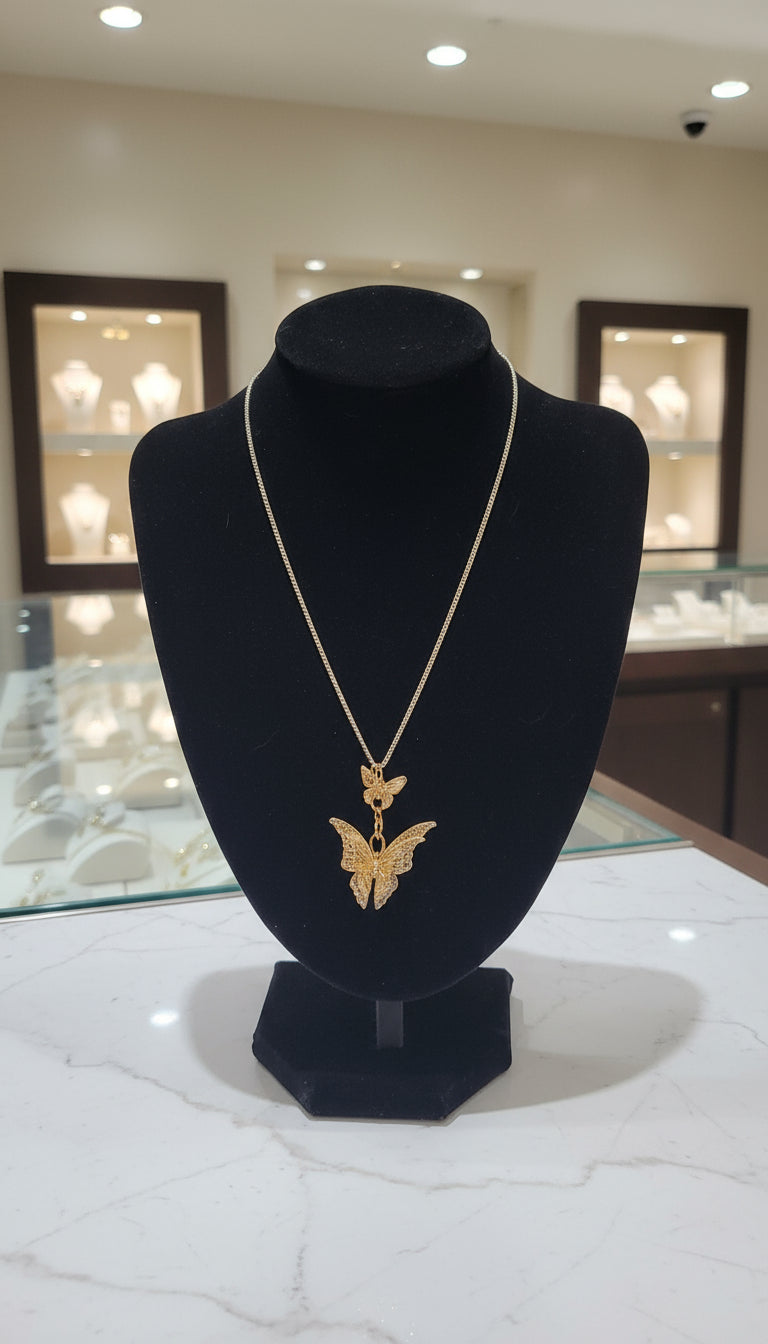 Gold Butterfly Necklace and Earring Set