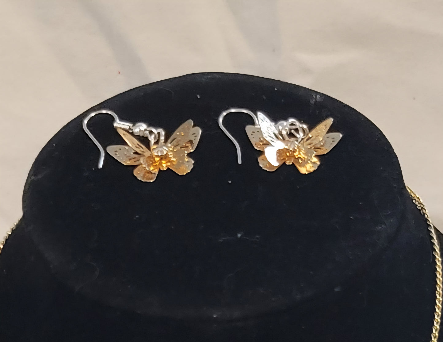 Gold Butterfly Necklace and Earring Set